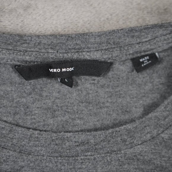 Vero Moda Grey Peplum Top Asymmetrical Hemline Size Large - Picture 4 of 6